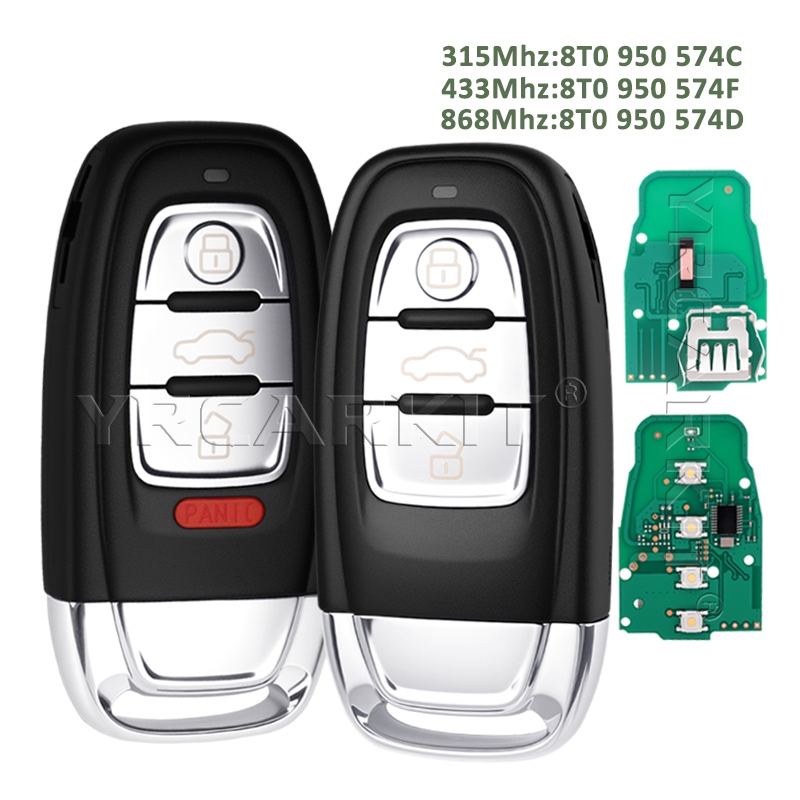 Semi สมาร์ทกุญแจรถ Fob สําหรับ Audi RS4 RS5 S4 S5 Q5 A4L A5 A6 A7 A8 315MHz/433MHZ/868MHZ 8T0 959 75