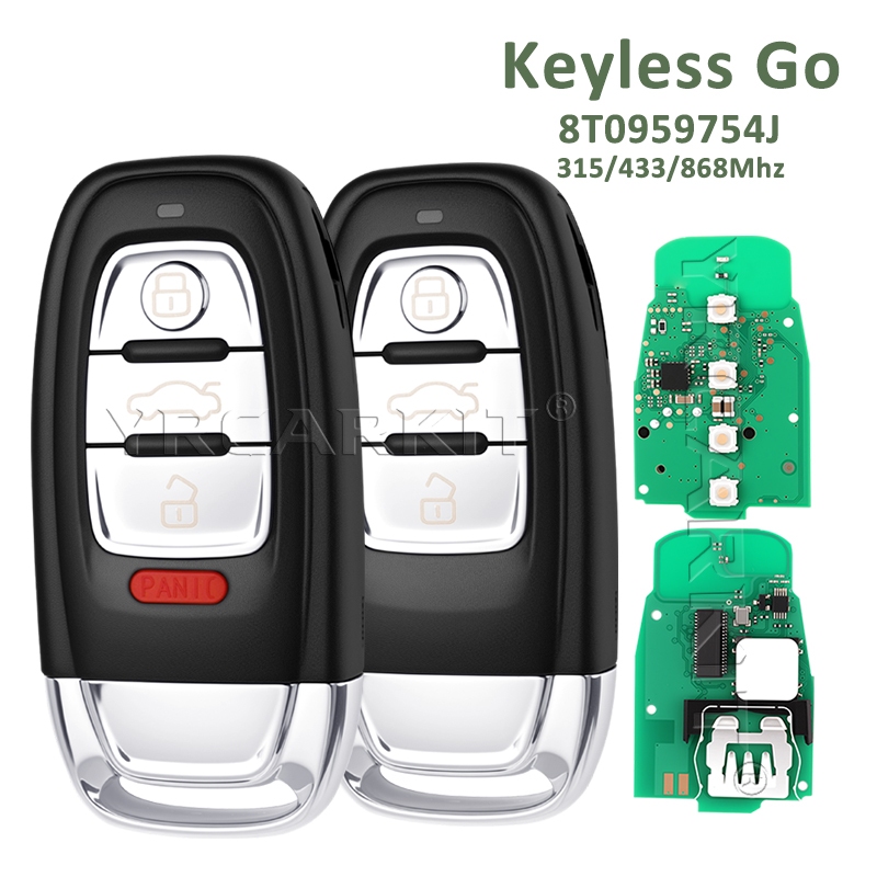 สมาร์ทรถรีโมทคอนโทรลสําหรับ Audi A4 A5 A6L A7 A8 Q5 754J 754D/H/F/C/B 315/433/868 Mhz 3/4Buttons Key