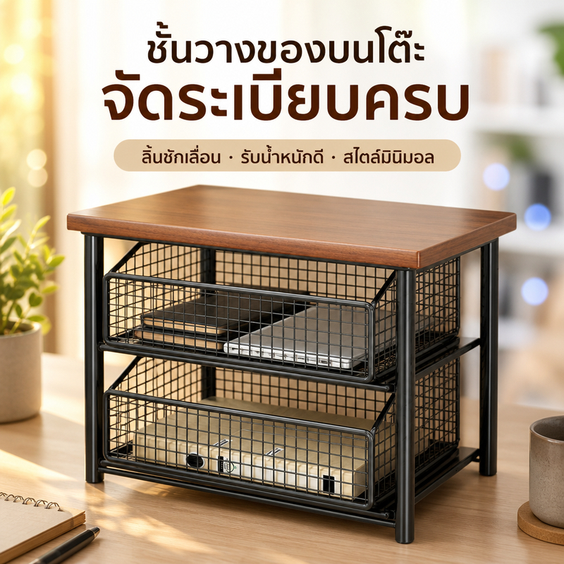 ชั้นวางเดสก์ท็อปชั้นเก็บของหลายชั้นสไตล์เรียบง่ายทันสมัย