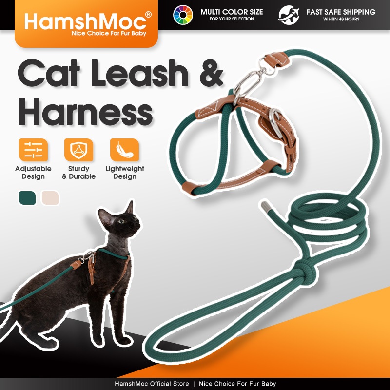 HamshMoc Cat Safety Harness Escape Proof Design Climbing Grade Buckle สําหรับแมว 6กก.