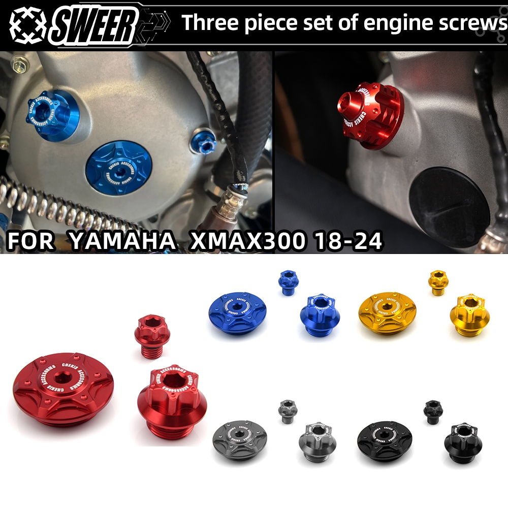 SWEER CNC เครื่องยนต์ตกแต่งสกรู Anti-Theft น้ํามันท่อระบายน้ําสกรู Magneto สําหรับ Yamaha XMAX300 XM