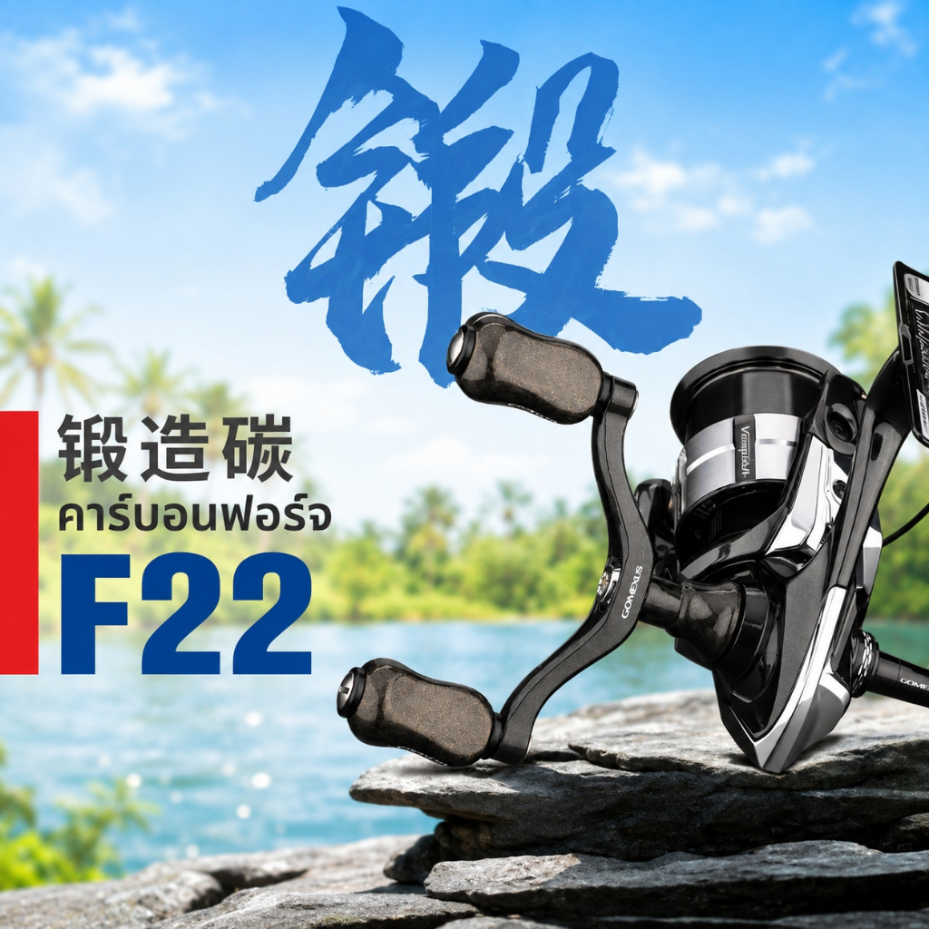 Gomexus مقبض بكرة كربون مطروق 22 مم لـ Shimano / Daiwa / Ryobi — صورة 6