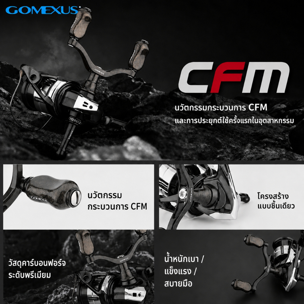 Gomexus مقبض بكرة كربون مطروق 22 مم لـ Shimano / Daiwa / Ryobi — صورة 8