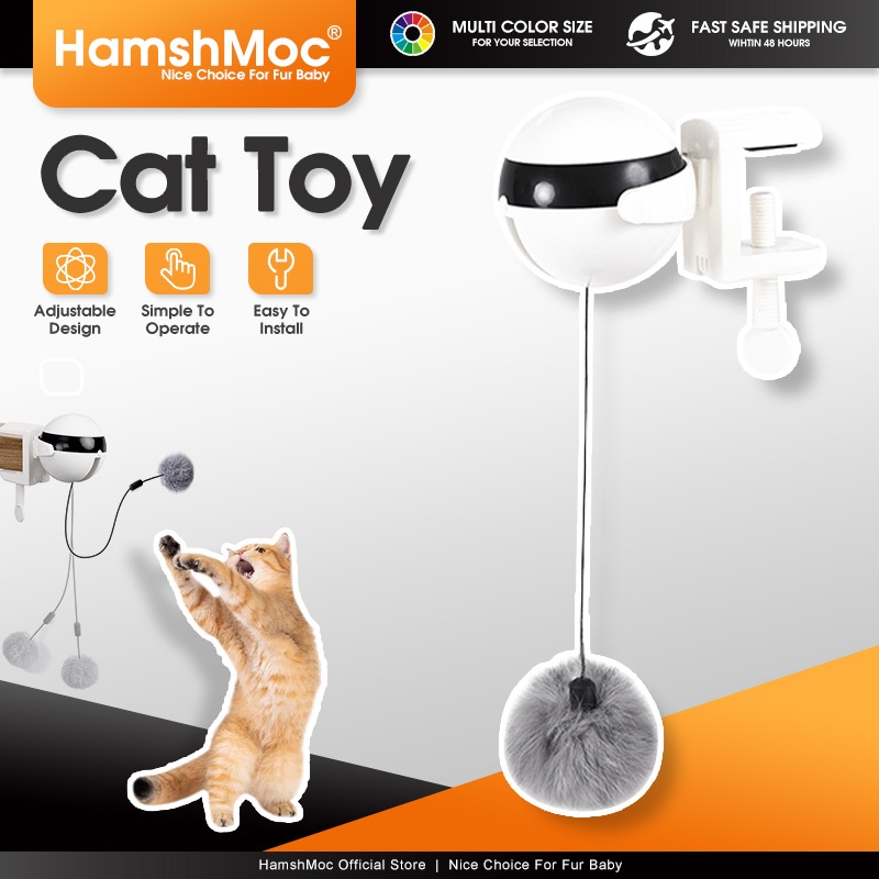 HamshMoc อัตโนมัติ Cat Teaser Ball ของเล่น Interactive Cat ของเล่นไฟฟ้า Auto Lifting Ball Up และ Down สําหรับกิจกรรมในร่มสําหรับแมวลูกแมว