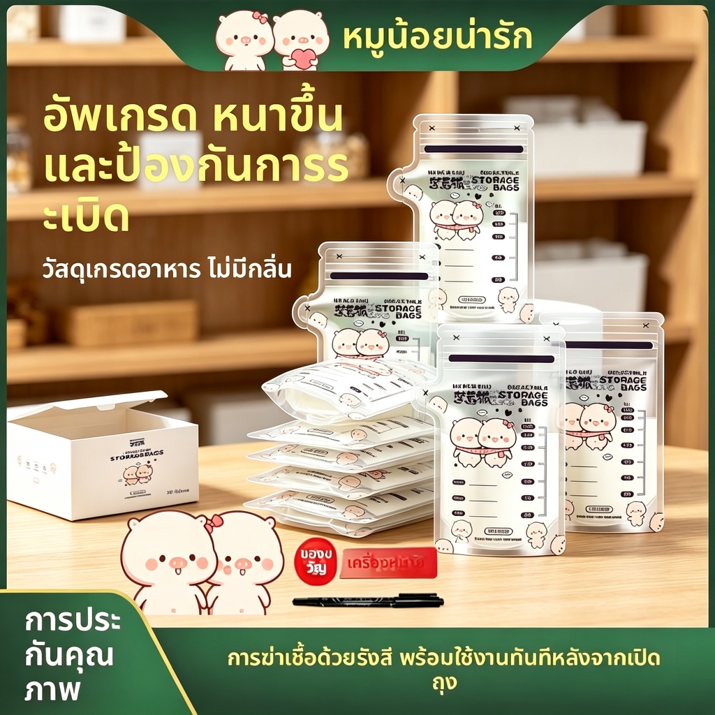 [วัสดุเกรดอาหาร] ถุงนมแม่แบบใช้แล้วทิ้งถุงเก็บน้ํานมแม่หนาป้องกันการรั่วสองชั้นปิดผนึกไม่รั่วแช่แข็งตู้แช่แข็งถุงพิเศษสําหรับการจัดเก็บน้ํานมบามา