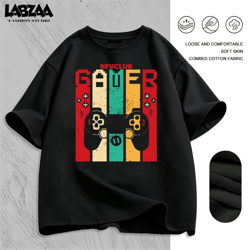【จัดส่งจากกรุงเทพฯ】LABZAA ยอดนิยมสไตล์อเมริกัน เสื้อยืดทรงหลวม ลวดลายแฟชั่น สะดวกสบาย ผ้าหนายับยากรีดง่าย ผ้าฝ้าย YG1558