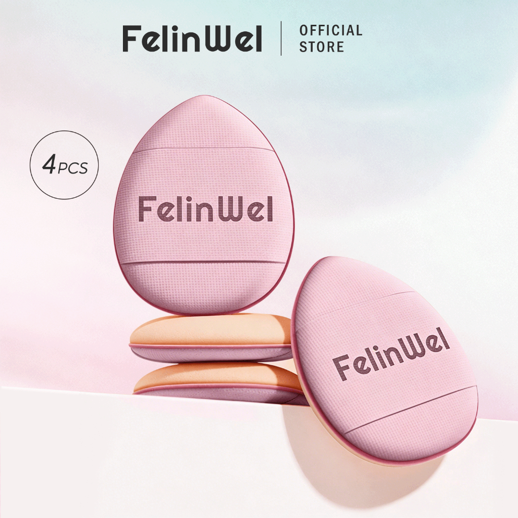 FelinWel ฟองน้ำนิ้วพกพา 4ชิ้น เนื้อนุ่ม สำหรับมือโปร | Mini Finger Puff Set 4pcs Soft Portable