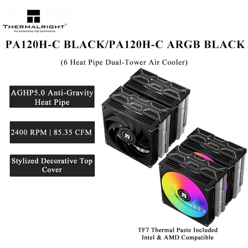 Thermalright PA120 SE V5 Black/White & PA120H-C Black & PA120H-C ARGB Black, Peerless Assassin 120 6