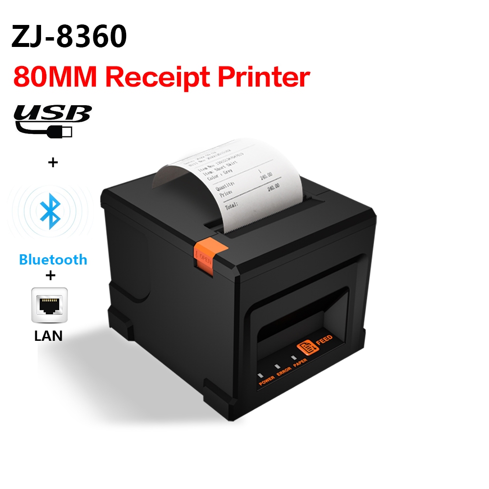 80 มม. POS เครื่องพิมพ์ใบเสร็จความร้อน 220 มม./วินาทีพร้อมเครื่องตัดอัตโนมัติ, ZJ-8360 ร้านอาหารครัว