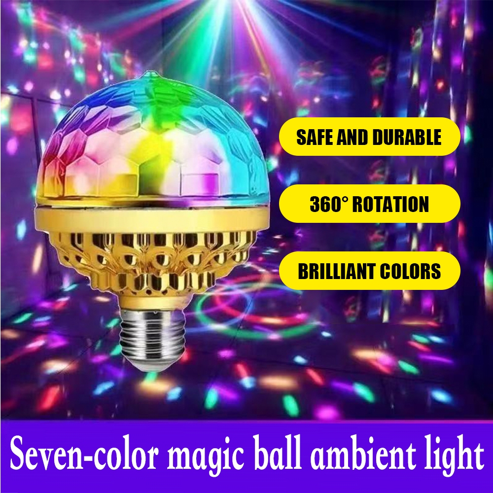 RGB Magic Ball หลอด LED หมุนเปลี่ยนสีปาร์ตี้แสงคาราโอเกะดิสโก้เวทีโคมไฟสําหรับบ้านลานกลางแจ้ง Ambient ตกแต่งไฟ LED ไฟสีสําหรับบรรยากาศห้องนอน