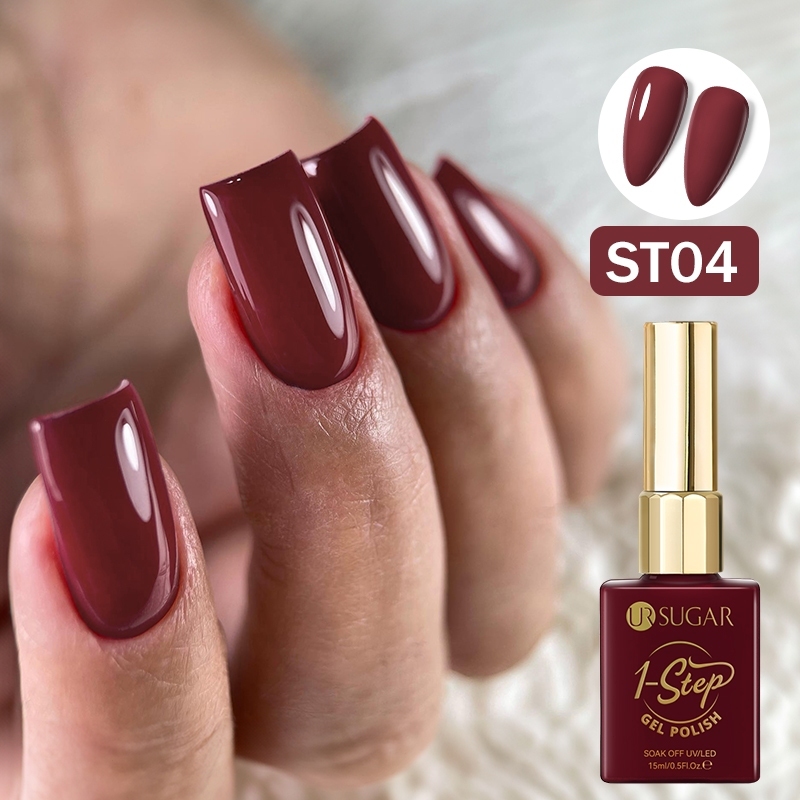 UR SUGAR 15ml One Step Gel Nail Polish Red Black Full Coverage UV LED French Nail Gel Nails No Need Base Top Coat