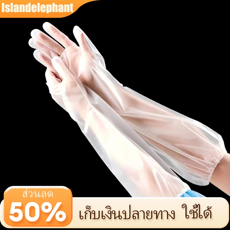 Islandelephant ถุงมือใช้ครั้งเดียว วัสดุ CPE ทนทาน กันน้ำ ใช้ล้างจานในครัวและซักผ้าได้