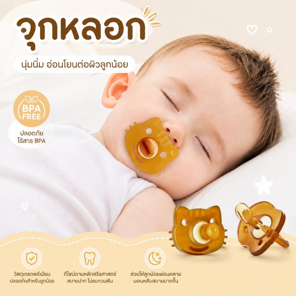 จุกหลอก ซิลิโคน สำหรับเด็กแรกเกิด-2ปี จุกนมนิ่ม ไม่ทับจมูก ใช้ได้กลางวันและกลางคืน ฟรีกล่องจัดเก็บ