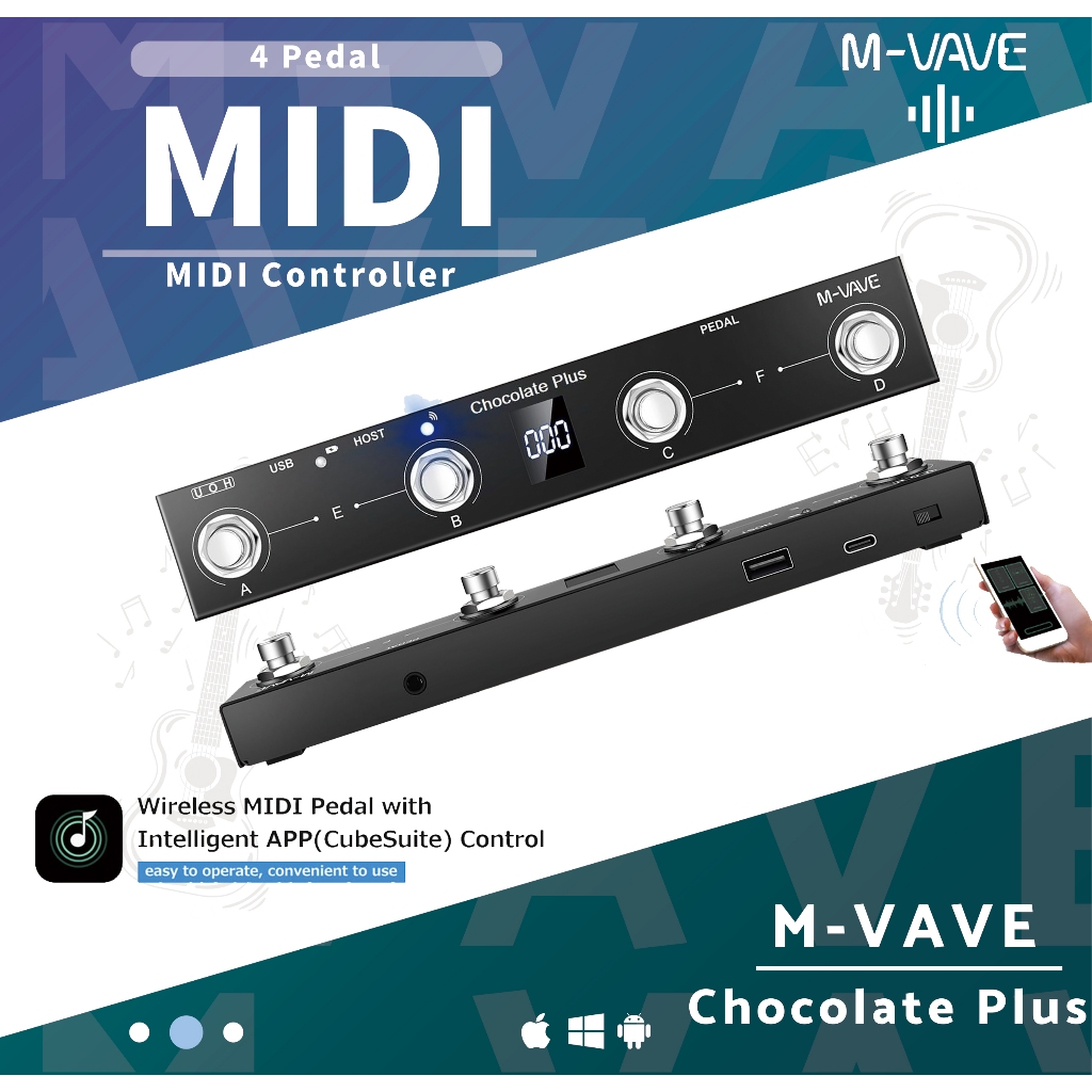 M-vave Chocolate Plus คอนโทรลเลอร์ MlDl ตั้งโปรแกรมได้ 4 ปุ่ม Footswitchรองรับ USB MIDI