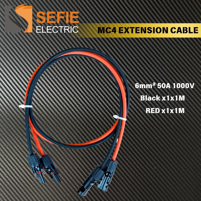 SEFIE MC4 สายต่อ 1M สาย PV พลังงานแสงอาทิตย์ 4mm2 30A / 6mm2 50A 1000V คู่สีแดงและสีดํา
