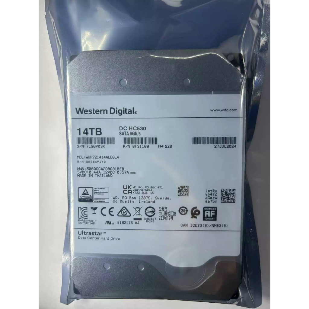 HDD DC HC530 16TB 14TB 12TB Enterprise Class Helium Disk คอมพิวเตอร์เดสก์ท็อป 7200rpm 512M NAS การตร