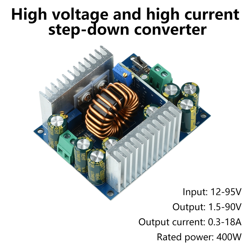 DC12-95V ถึง 1.5-90V 500W 18A Step-Down ปรับแรงดันคงที่และโมดูลไฟปัจจุบัน