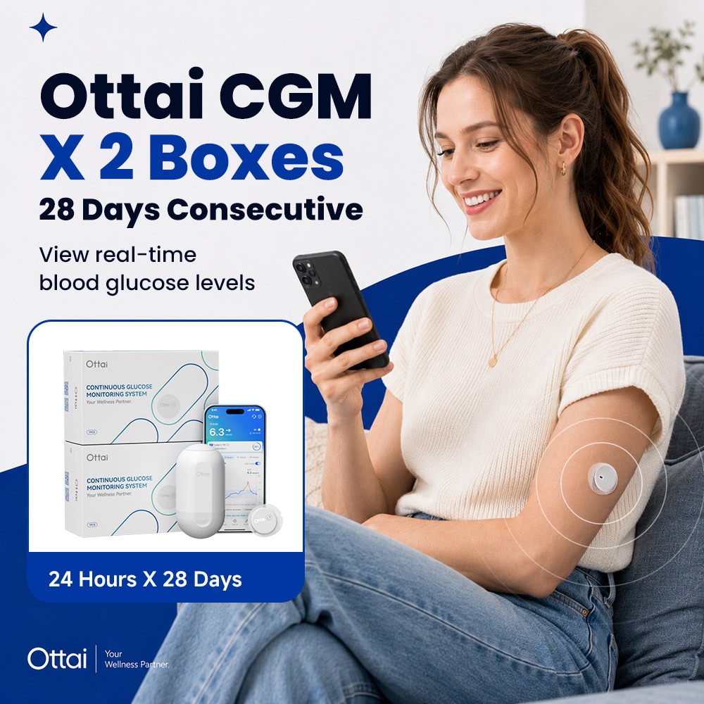 Ottai M8 One 2 ครบชุด CGM ระบบตรวจสอบต่อเนื่อง No Finger Packing สําหรับ 28+2 วัน