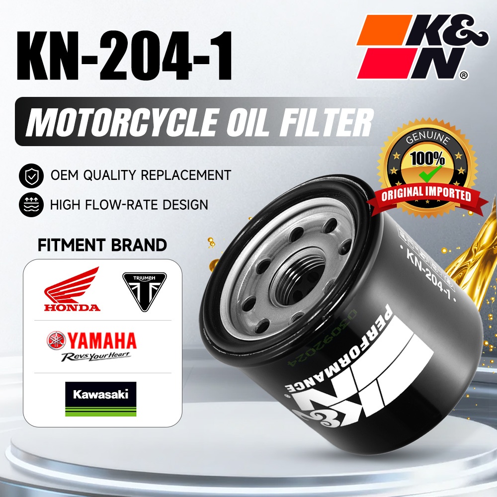 K&N กรองน้ํามันเครื่อง KN-204-1 สําหรับ YAMAHA YZX/Honda CBR/Kawasaki