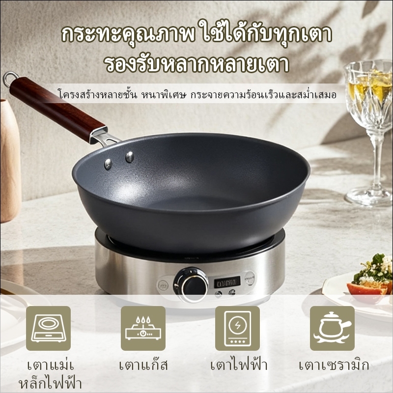 SyncShine กระทะเหล็ก ทรงสี่เหลี่ยม ทนความร้อนสูง ใช้งานได้ทั้งเตาแก๊สและแม่เหล็กไฟฟ้า