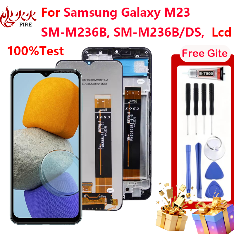 จอแสดงผล LCD สําหรับ Samsung Galaxy M23 SM-M236B, SM-M236B/DS Touch Screen Digitizer Assembly กรอบอะ