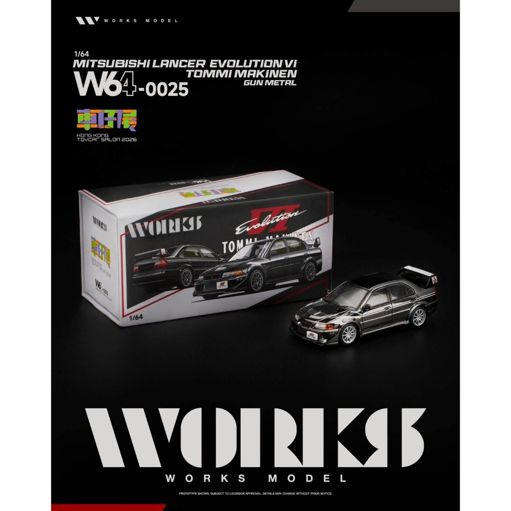 WORKS รุ่น W64-0025 1/64 Mitsubishi Lancer Evolution VI Tommi MakinenGun โลหะ Diecast Scale รุ่นรถ