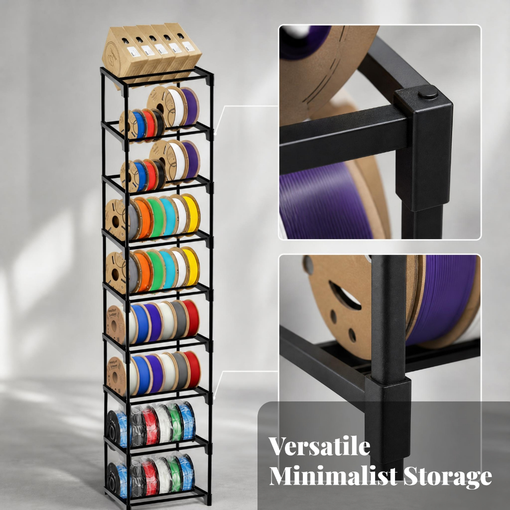3D เครื่องพิมพ์ Filament Storage Rack Modular Spool Organizer ชั้นวางเหล็กคาร์บอน 9 ชั้น SPOOL Rack