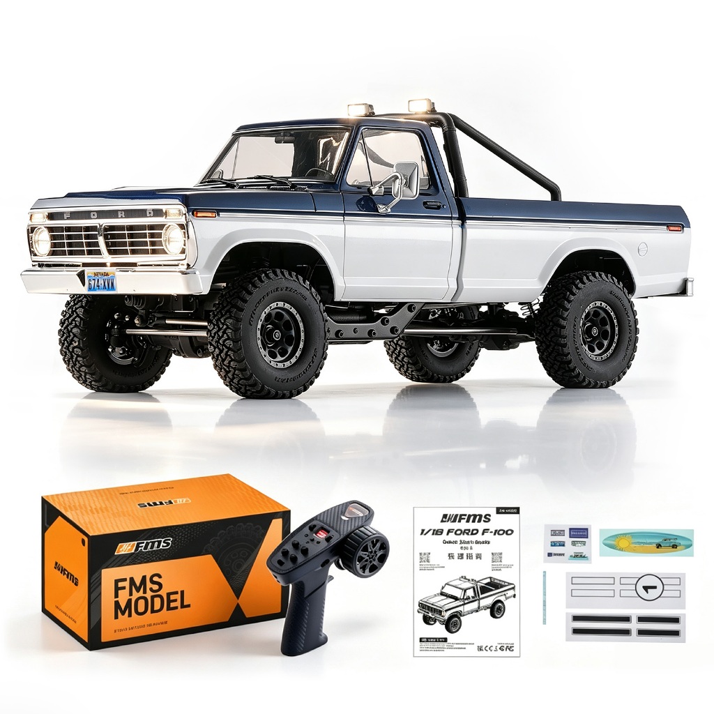 FMS 1/18 FCXII Ford F100 RC Rock Crawler, รถบรรทุกออฟโร้ด 4X4 สําหรับผู้ใหญ่