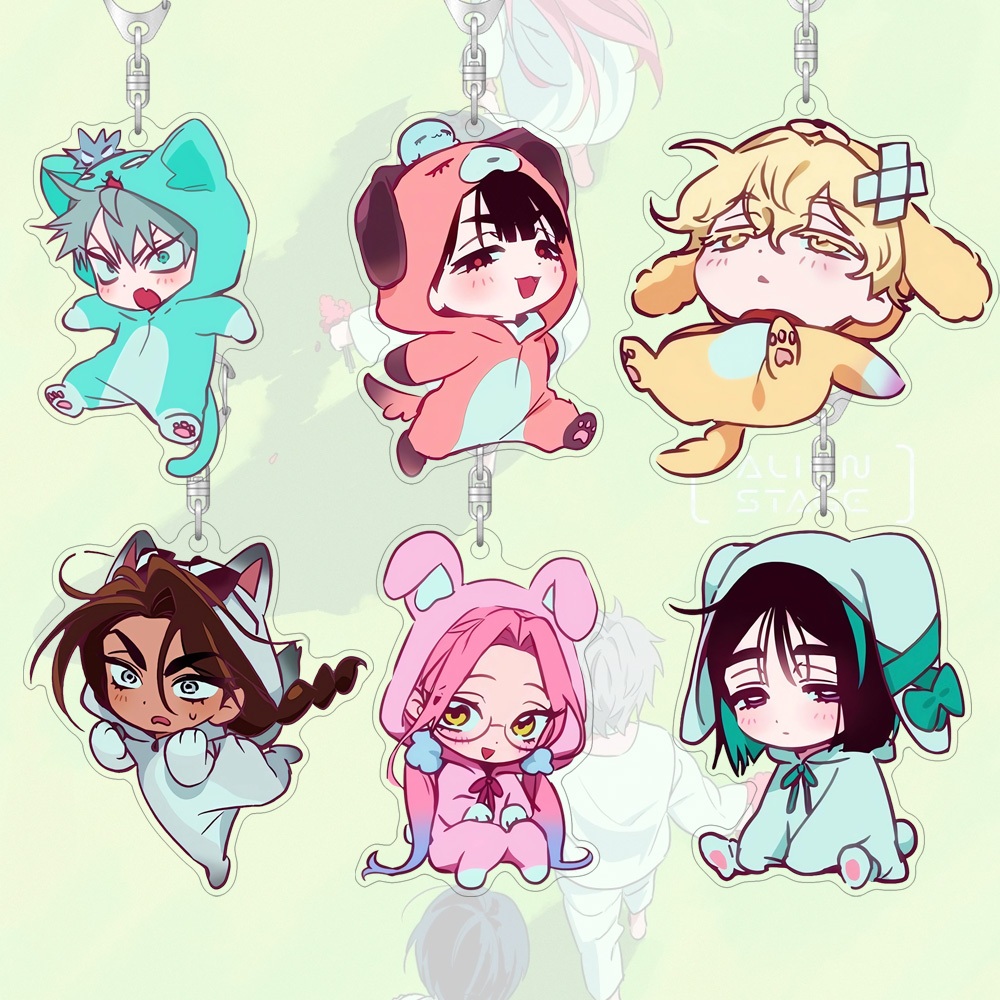 พวงกุญแจอะคริลิค Alien Stage การ์ตูนกระเป๋านักเรียนจี้ขนาดเล็กน่ารัก Amine Key Chains