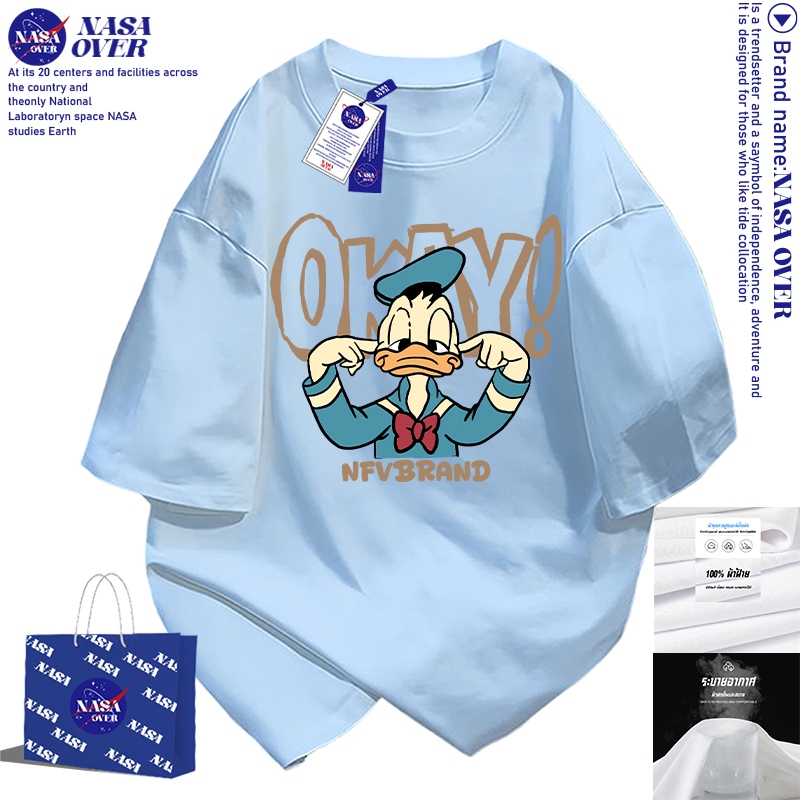 【จัดส่งตลอด 24 ชั่วโมง】🔥NASAชุดหน้าร้อนoversize😫เสื้อยืดเนื้อนุ่มพิมพ์ลายเป็ดน่ารักtshirtใส่ได้ทั้งชายหญิงคอกลมเสื้อYG43