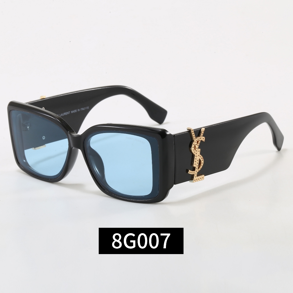 2026 สไตล์ใหม่ Saint Laurent หรูหรากรอบใหญ่แว่นตากันแดดสแควร์วัดกว้างโลหะตกแต่งกรอบสีดําเลนส์สีสันสด