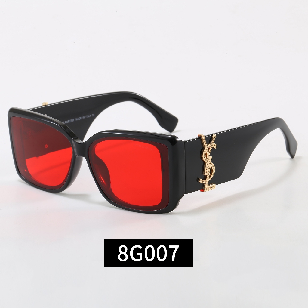 2026 สไตล์ใหม่ Saint Laurent หรูหรากรอบใหญ่แว่นตากันแดดสแควร์วัดกว้างโลหะตกแต่งกรอบสีดําเลนส์สีสันสด