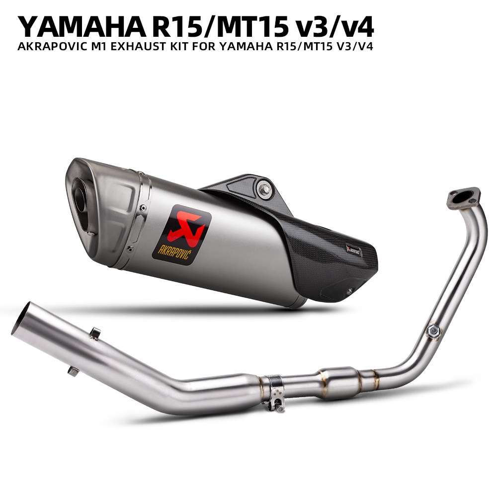 Akrapovic R1/M1 ท่อไอเสียสําหรับ Yamaha R15 MT15 MT-15 V3 V4 ท่อไอเสียรถจักรยานยนต์เต็มระบบปรับเปลี่