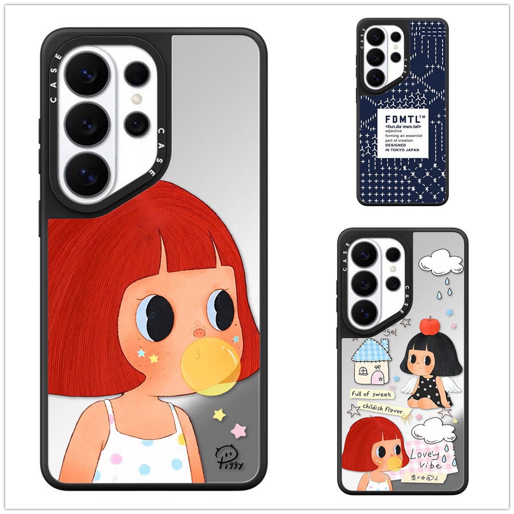 สําหรับ Samsung S26 S25 S24 S23 Ultra Plus น่ารักสาวสติกเกอร์ Hard กลับกระจกกันกระแทกกรณี