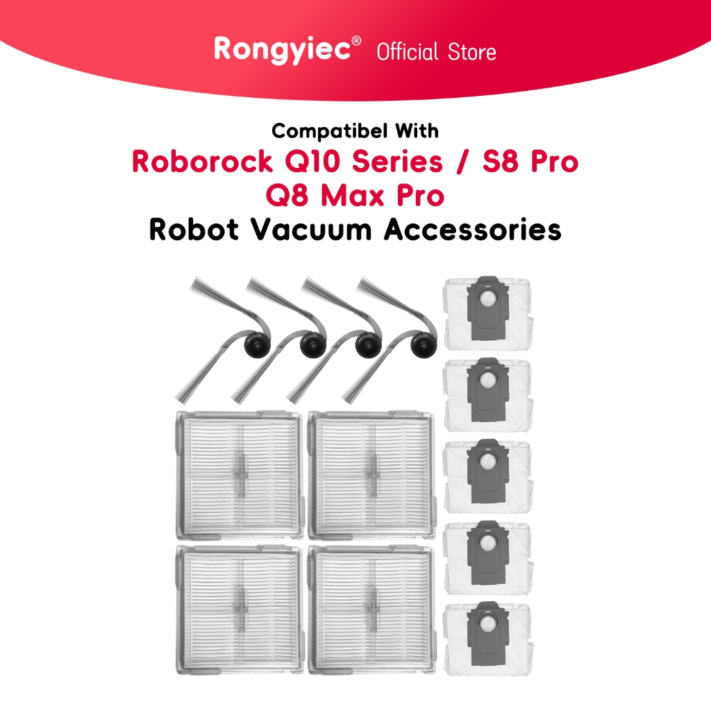 Rongyiec Robot Vacuum Accessories Compatibel With roborock Q10P,Q10 PF,Q10 S5,Q10V,Q10 VF,Q10 X5,Q8 