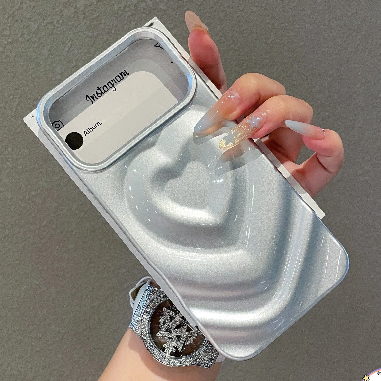 หรูหราจีบ 3Dระลอกน้ําหัวใจเคสโทรศัพท์สําหรับIPhone 11 17 Air 16 15 14 12 13 Pro Max Air Scratch-Resistantนุ่มโทรศัพท์ปกหลัง