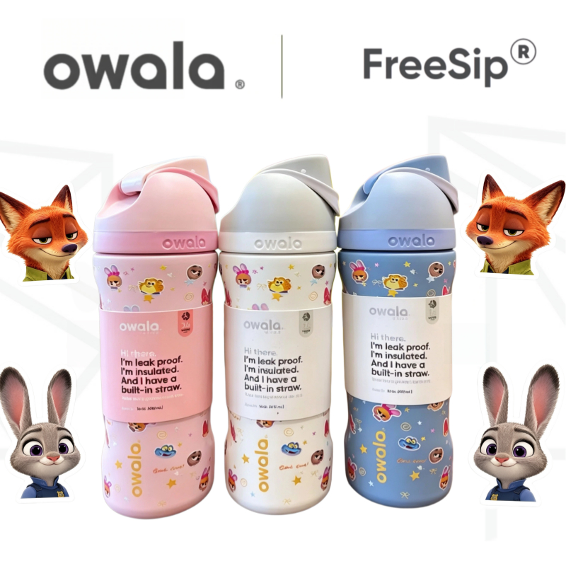 Owala Freesip ขวดน้ํา 16 ออนซ์, สแตนเลสหุ้มฉนวน, ฝาฟางป้องกันการรั่วพร้อมที่จับ – สูญญากาศติดผนังคู่สําหรับโรงเรียนและกีฬา