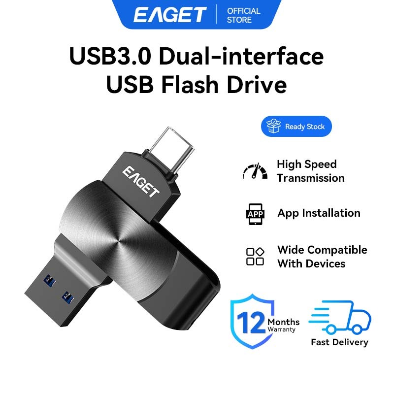 EAGET i66C USB3.0 Type-C USB แฟลชไดรฟ์ 64GB 256GB