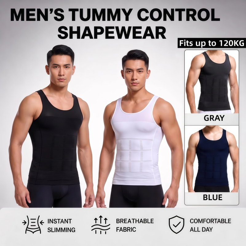 【Local Delivery】เสื้อกล้ามเก็บหน้าท้องกระชับสัดส่วนสําหรับผู้ชายเสื้อตัวในยืดได้รัดรูป