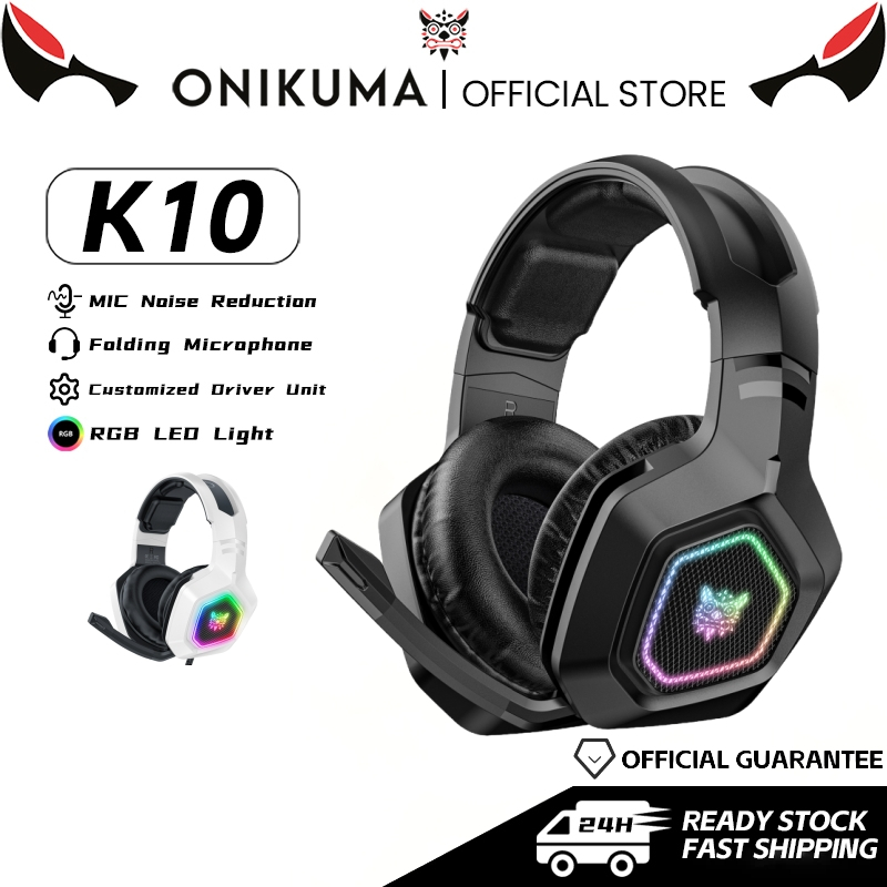 ONIKUMA K10 หูฟังสําหรับเล่นเกมพร้อมไมโครโฟนลดเสียงรบกวนเสียงรอบทิศทางชุดหูฟังสเตอริโอแบบมีสาย