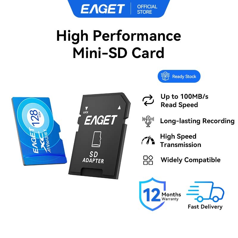 EAGET T1B Micro TF Card V30 A1 การเฝ้าระวัง Dashcam การ์ดหน่วยความจํา