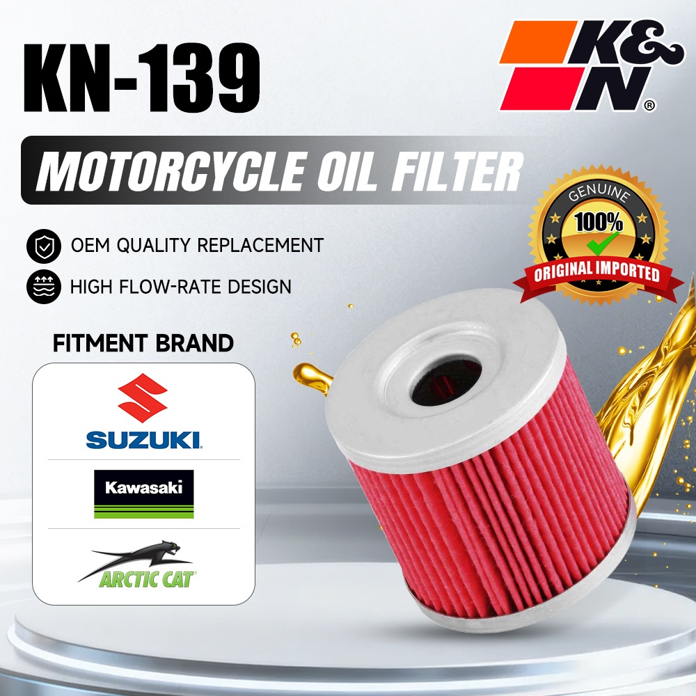 K&N กรองน้ํามันรถจักรยานยนต์ KN-139 สําหรับ Suzuki LTZ400-450/DRZ400/Kawasaki KLX400