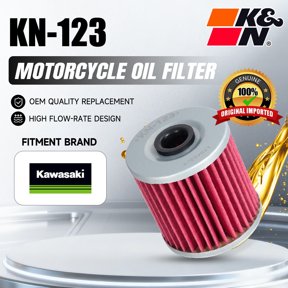 K&N กรองน้ํามันรถจักรยานยนต์ KN-123 สําหรับ Kawasaki