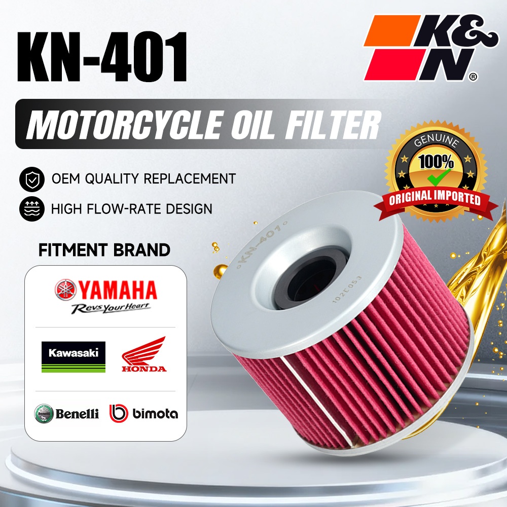 K&N กรองน้ํามันรถจักรยานยนต์ KN-401 สําหรับ Yamaha/Kawasaki/Honda/Benelli