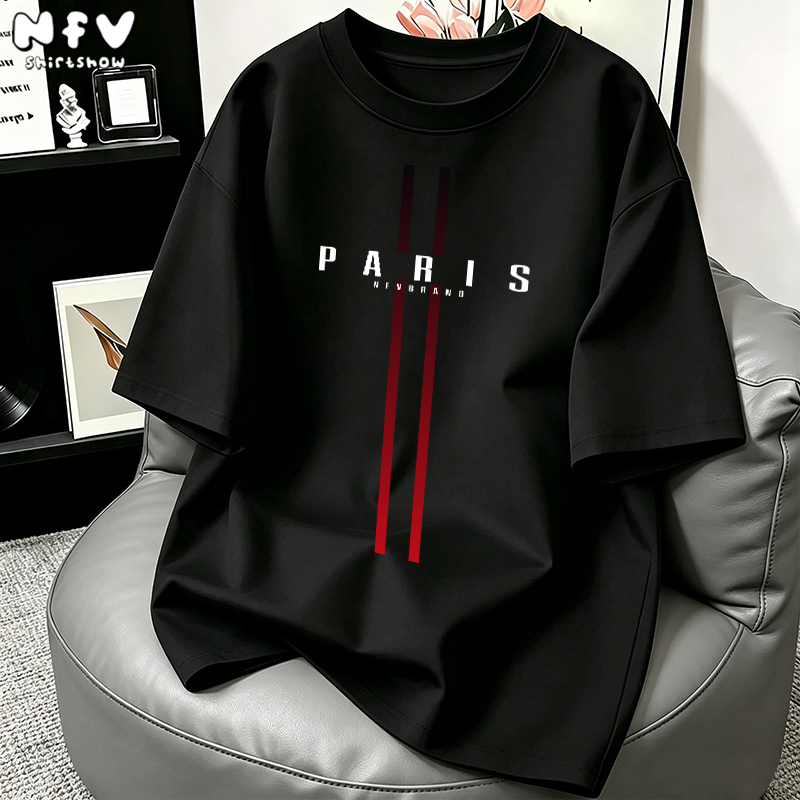 【จัดส่ง 24 ชั่วโมง】 NFV ใหม่ล่าสุด เสื้อยืดลายแฟชั่น คอกลมแขนสั้น 100% Cotton ทรงหลวม ใส่สบาย YG1268