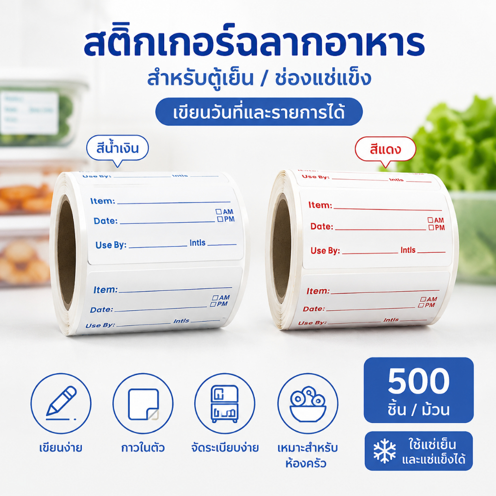 [FILLY] พร้อมส่ง 500pcs/roll Kitchen Sticker Refrigerator Freezer Food Storage Date Content Label DFG