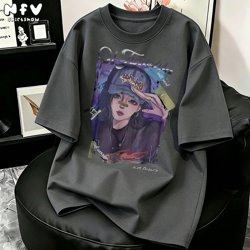 【จัดส่งตลอด 24 ชั่วโมง】NFV ใหม่ล่าสุด ลายสกรีนเท่ๆ แขนสั้น เสื้อยืด ผ้าฝ้ายแท้100% ระบายอากาศ YG293