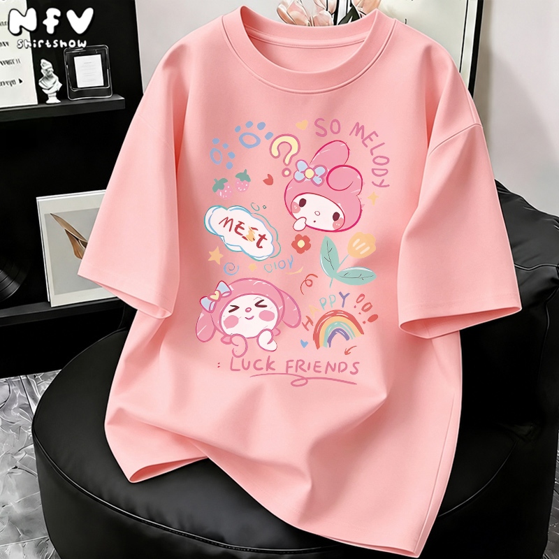 【จัดส่งตลอด 24 ชั่วโมง】NFV ใหม่ล่าสุด แฟชั่นเกาหลี เสื้อยืดเปล่า ลายพิมพ์การ์ตูน ผ้าหนายับยากรีดง่าย ผ้าฝ้าย 100% YG189