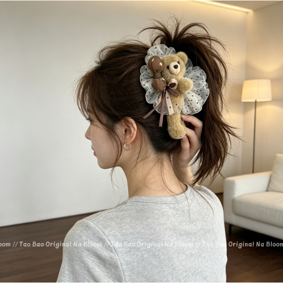 Korea Dongdaemun หมอบลง Bear Hair Circles Crobquette Hair Circles