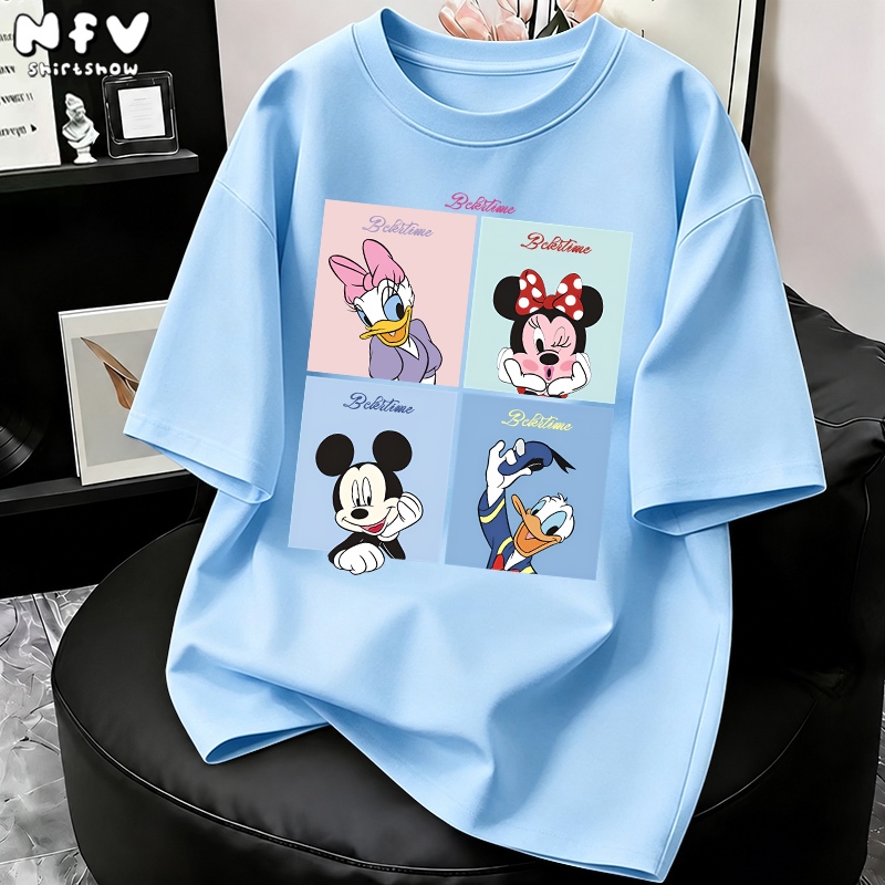 【จัดส่งตลอด 24 ชั่วโมง】NFV ใหม่ล่าสุด แฟชั่นเกาหลี เสื้อยืดเปล่า Mickey Mouse ผ้าหนายับยากรีดง่าย ผ้าฝ้าย 100% YG1204